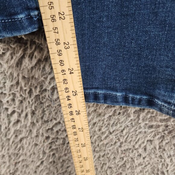 Chicos Jeans Womens 1 US 8 Blue Girlfriend Slim Leg Ankle Stretch Patchwork - Picture 6 of 14